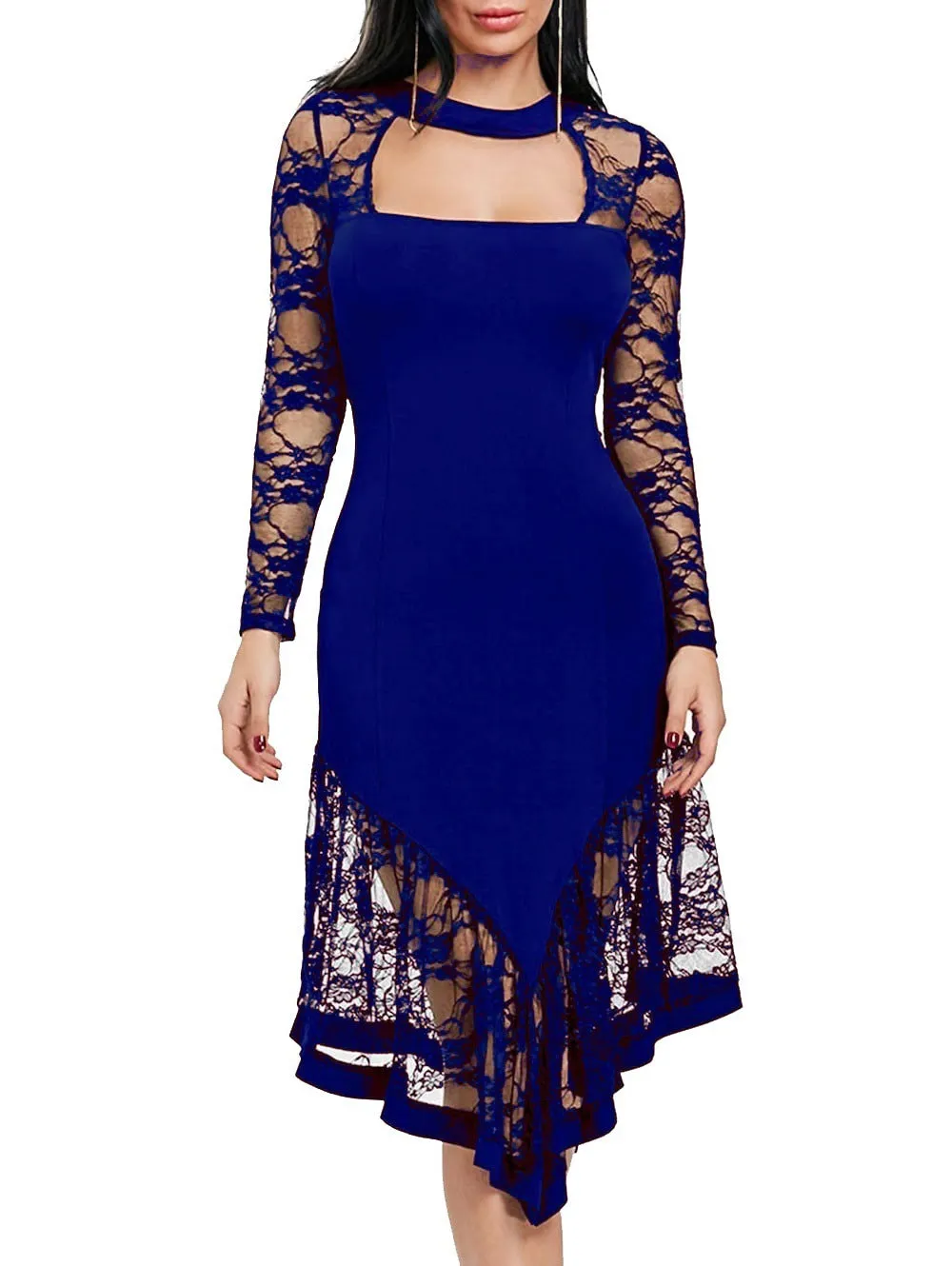 Fashion lace long sleeve dress dress