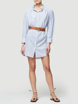 Frame - Pleated Clean Collar Dress Navy Multi