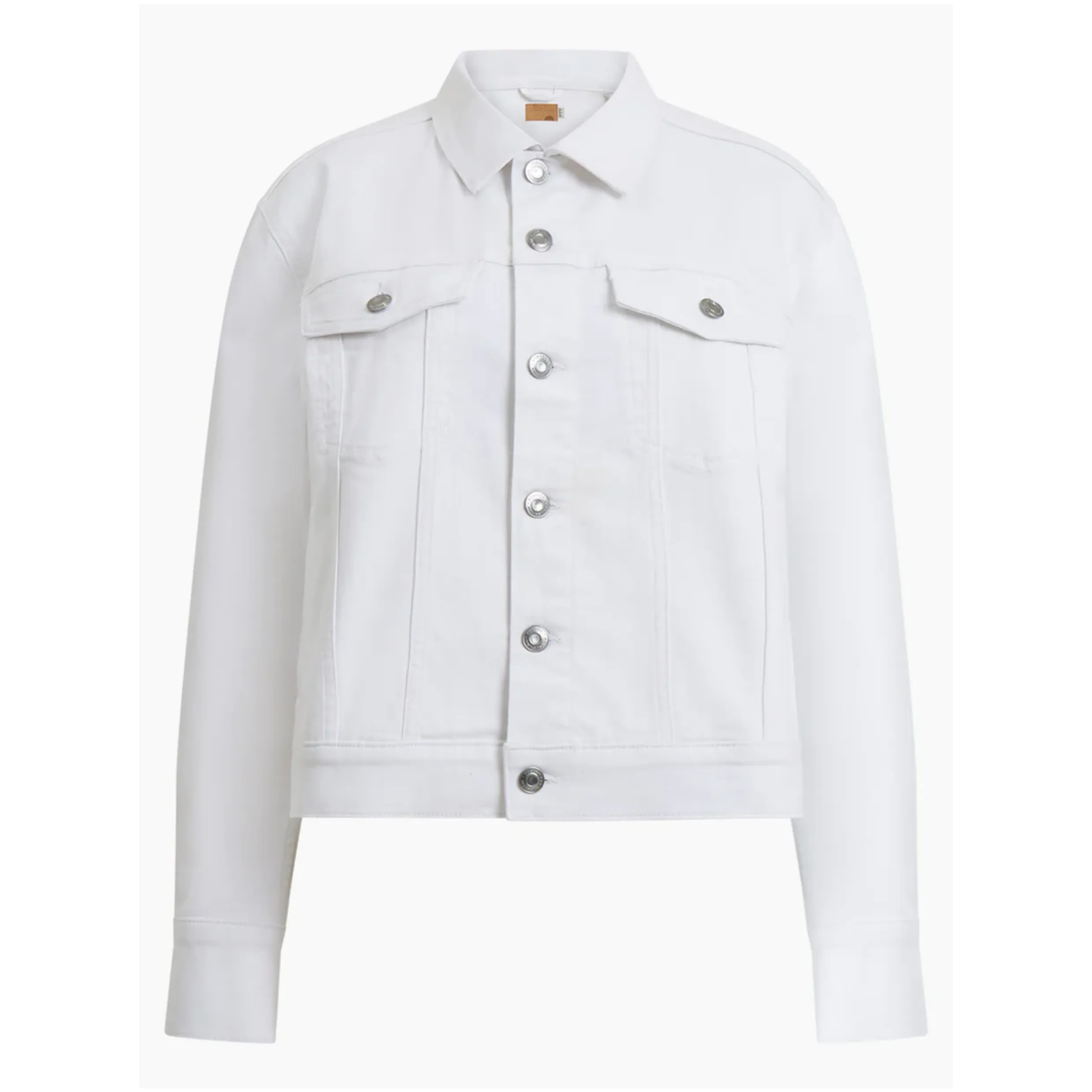 French Connection White Denim Stretch Trucker Jacket 75DZA