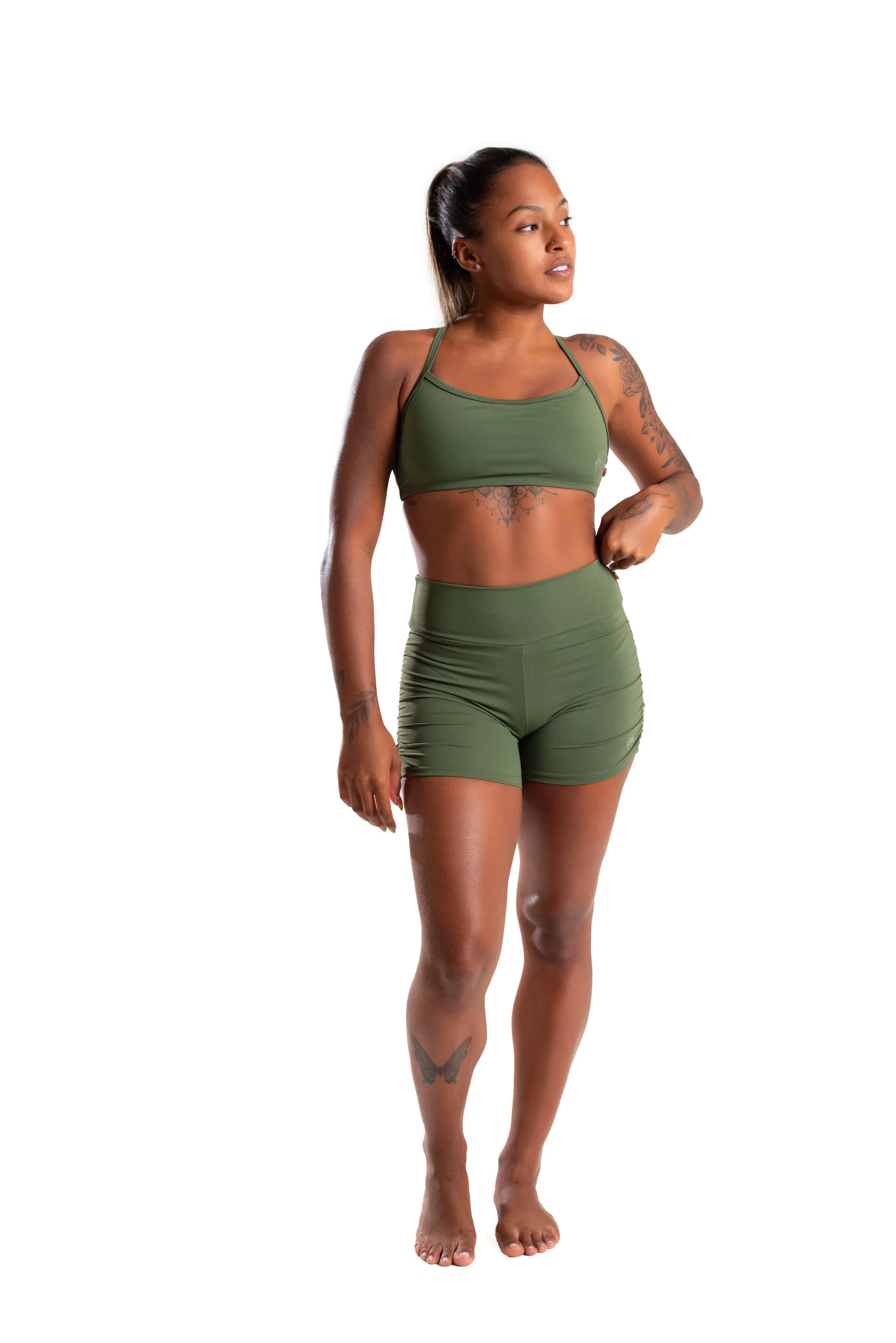 Gather Leg Shorts, Military Green, Ultra Cool Form Light