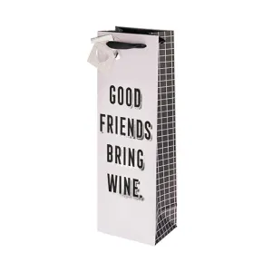 Good Friends Bring Wine Single-Bottle Wine Bag by Cakewalk