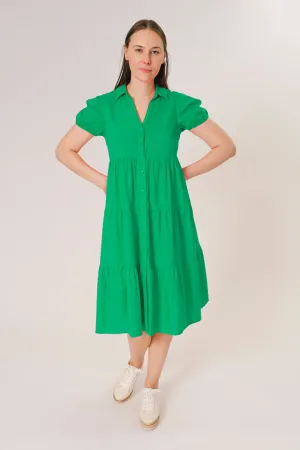 GREEN BUTTON UP SHIRT DRESS