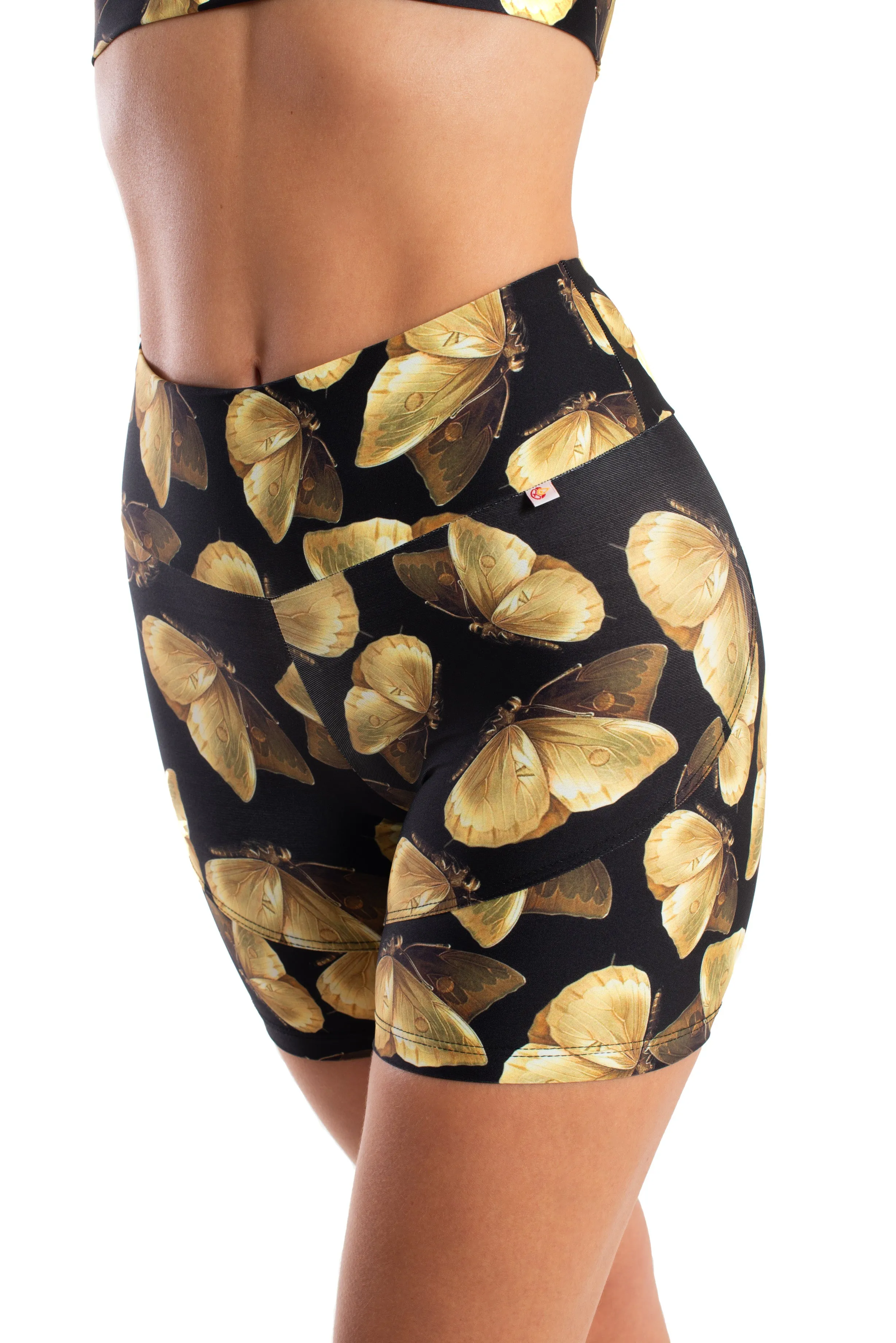 High Waist Shorts, Golden Butterflies, Cool Form Light