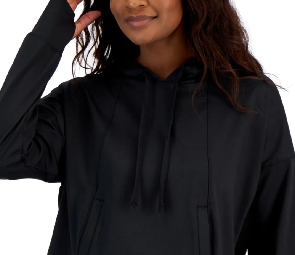 ID Ideology Women's Relaxed Solid Techy Hoodie Black Size Medium