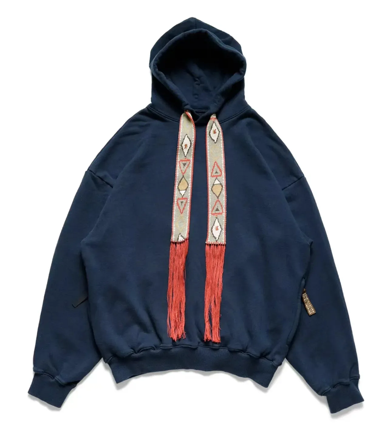 Japan Vintage Geometric Tassels Ethnic Style Embroidery Ribbon Loose Men's Hoodies