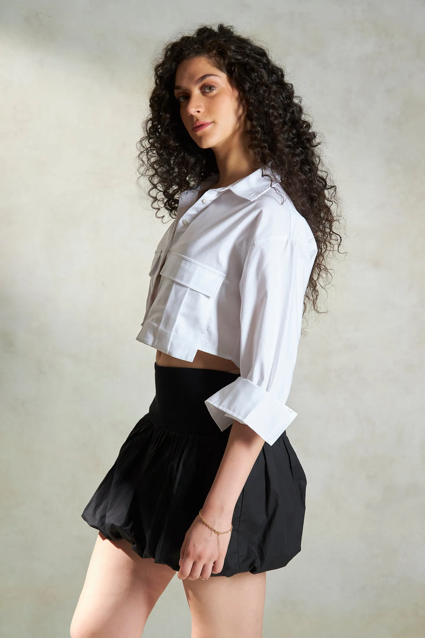 Joana|Cropped Cotton Shirt