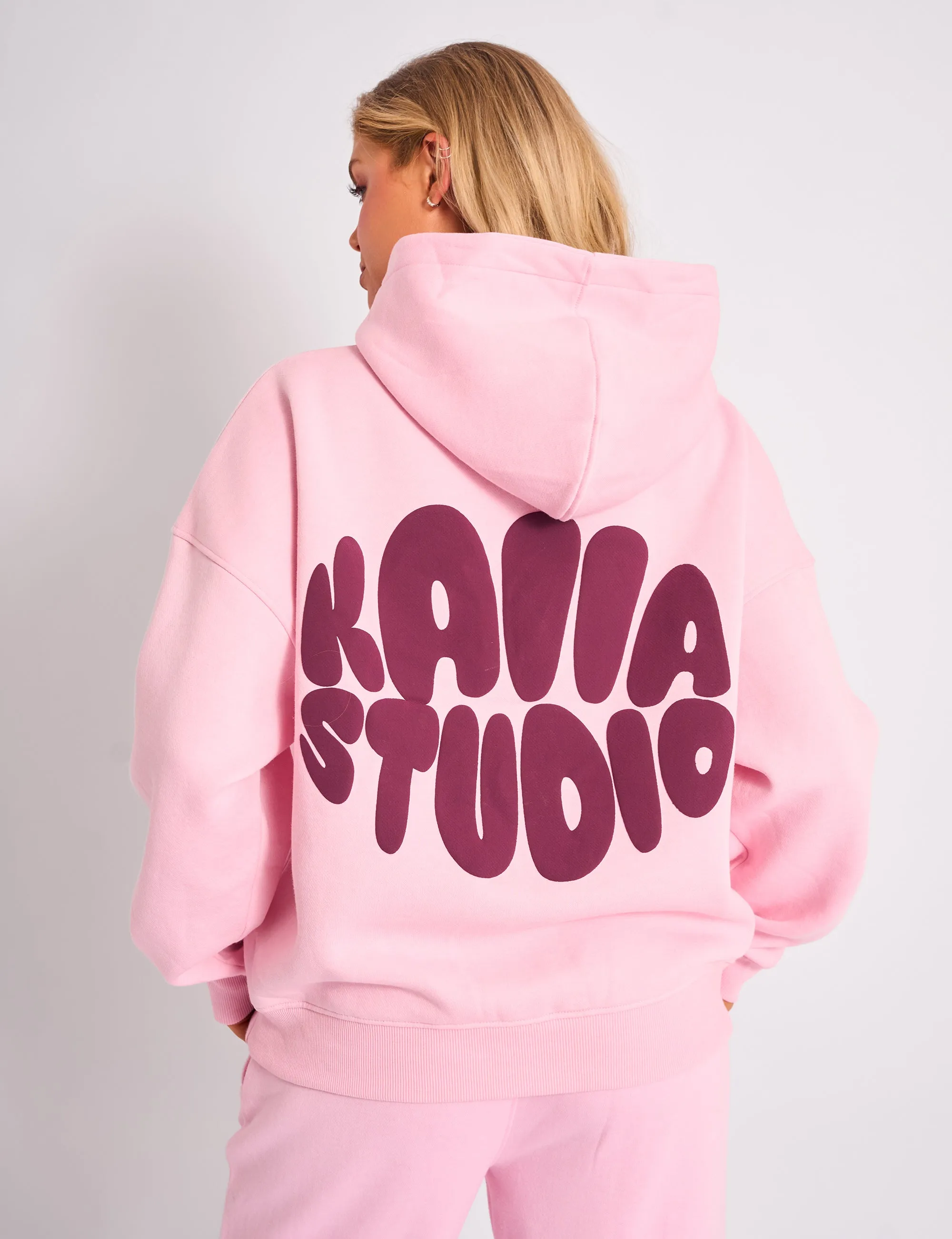 Kaiia Studio Bubble Logo Oversized Hoodie Pink & Plum