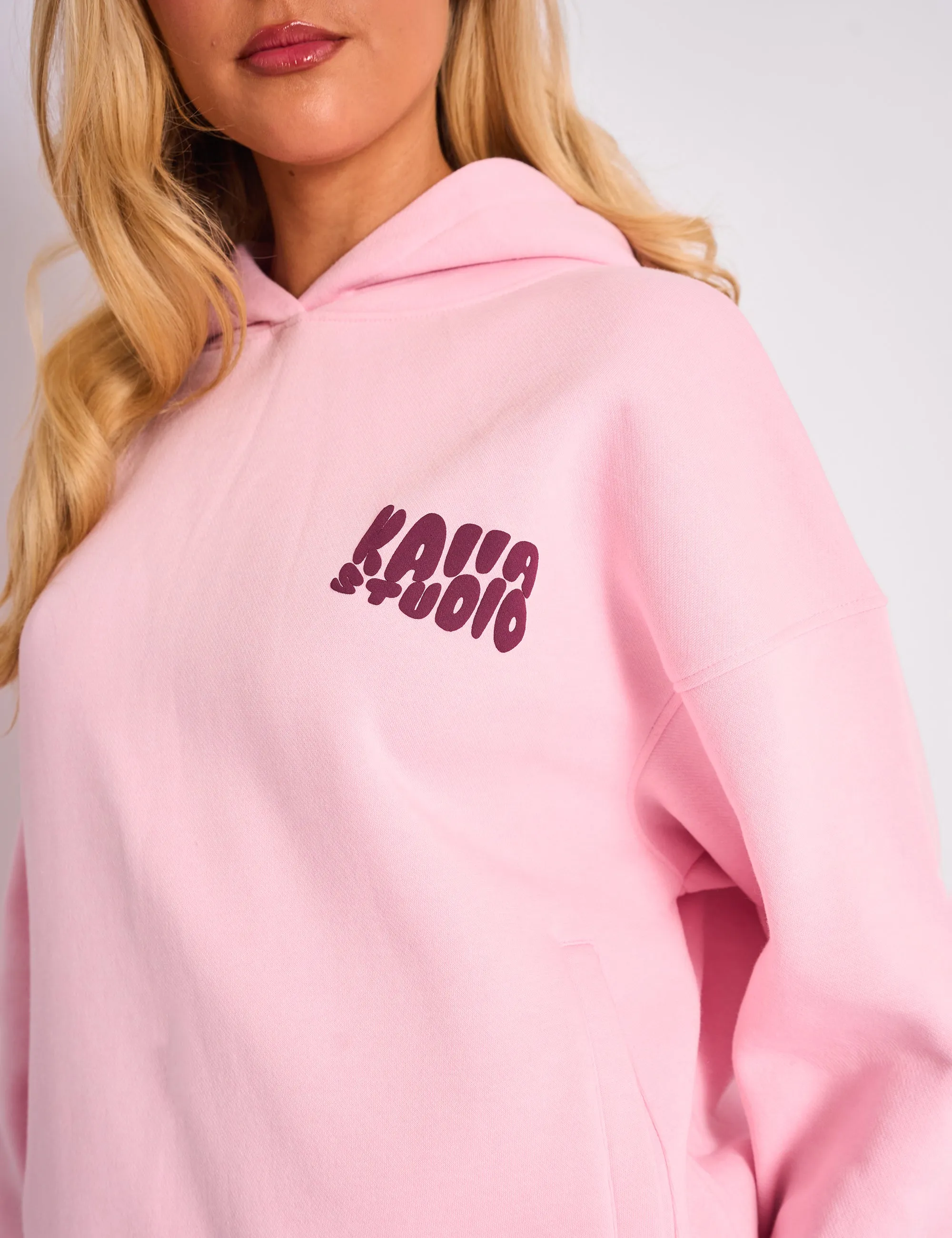 Kaiia Studio Bubble Logo Oversized Hoodie Pink & Plum