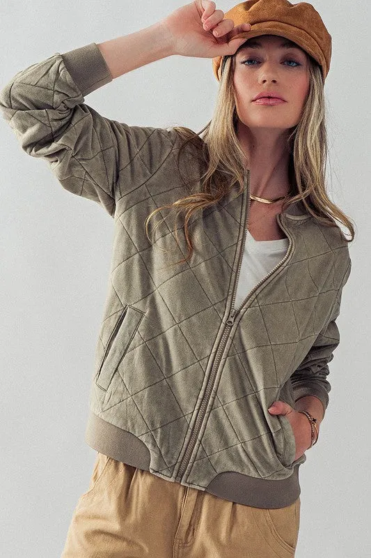 Kallie Acid Wash Quilted Jacket