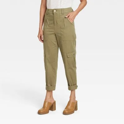 Knox Rose Womens Plus Mid Rise Casual Fit Ankle Cargo Pants Lightweight