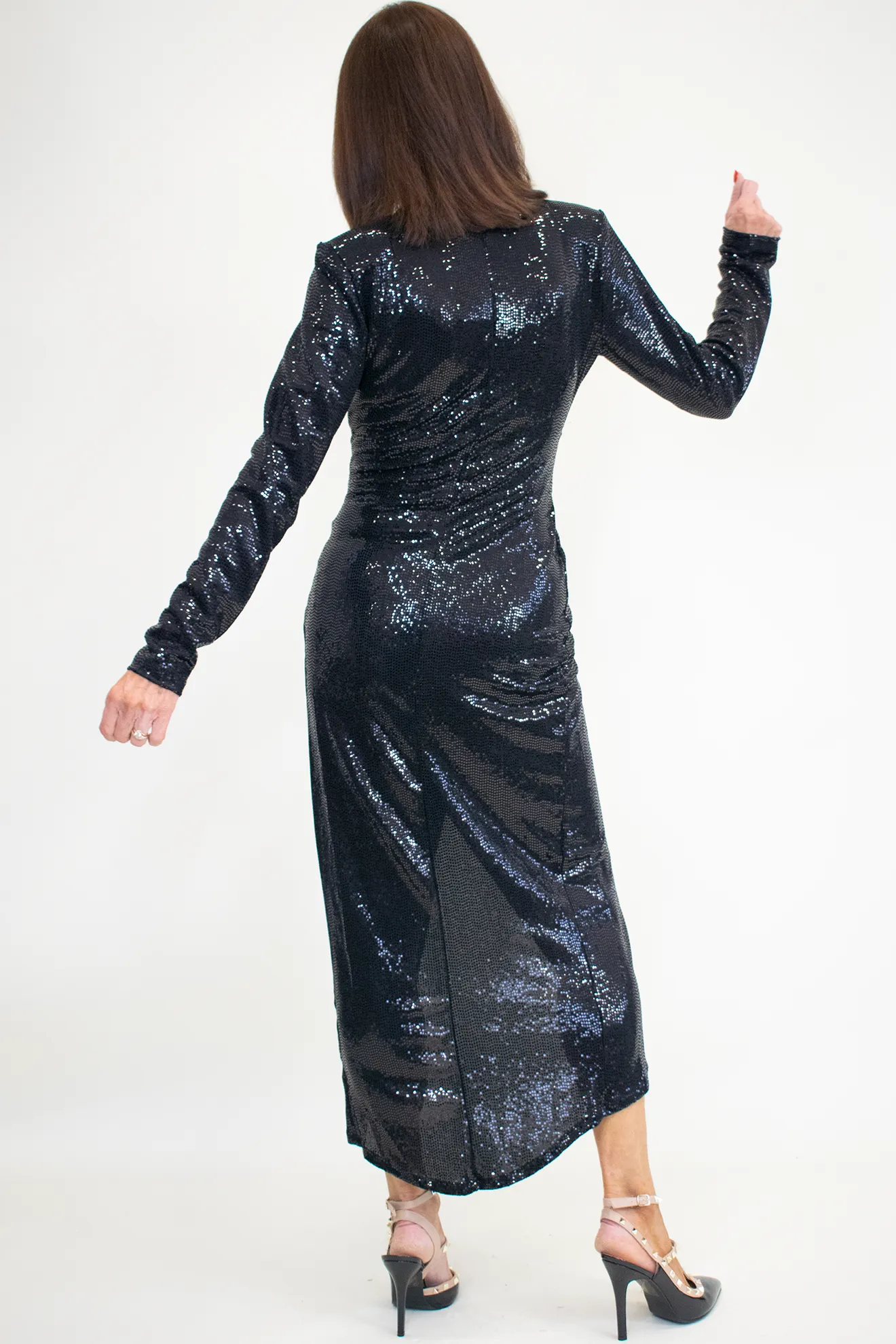 Luxury Sparkle Wrap Style  Dress in Classic Black