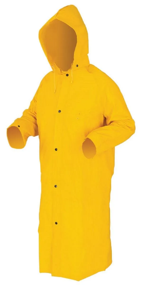 MCR Safety 240C Classic Plus Waterproof Raincoat with Detachable Hood and Corduroy Collar, Yellow, 1 Each