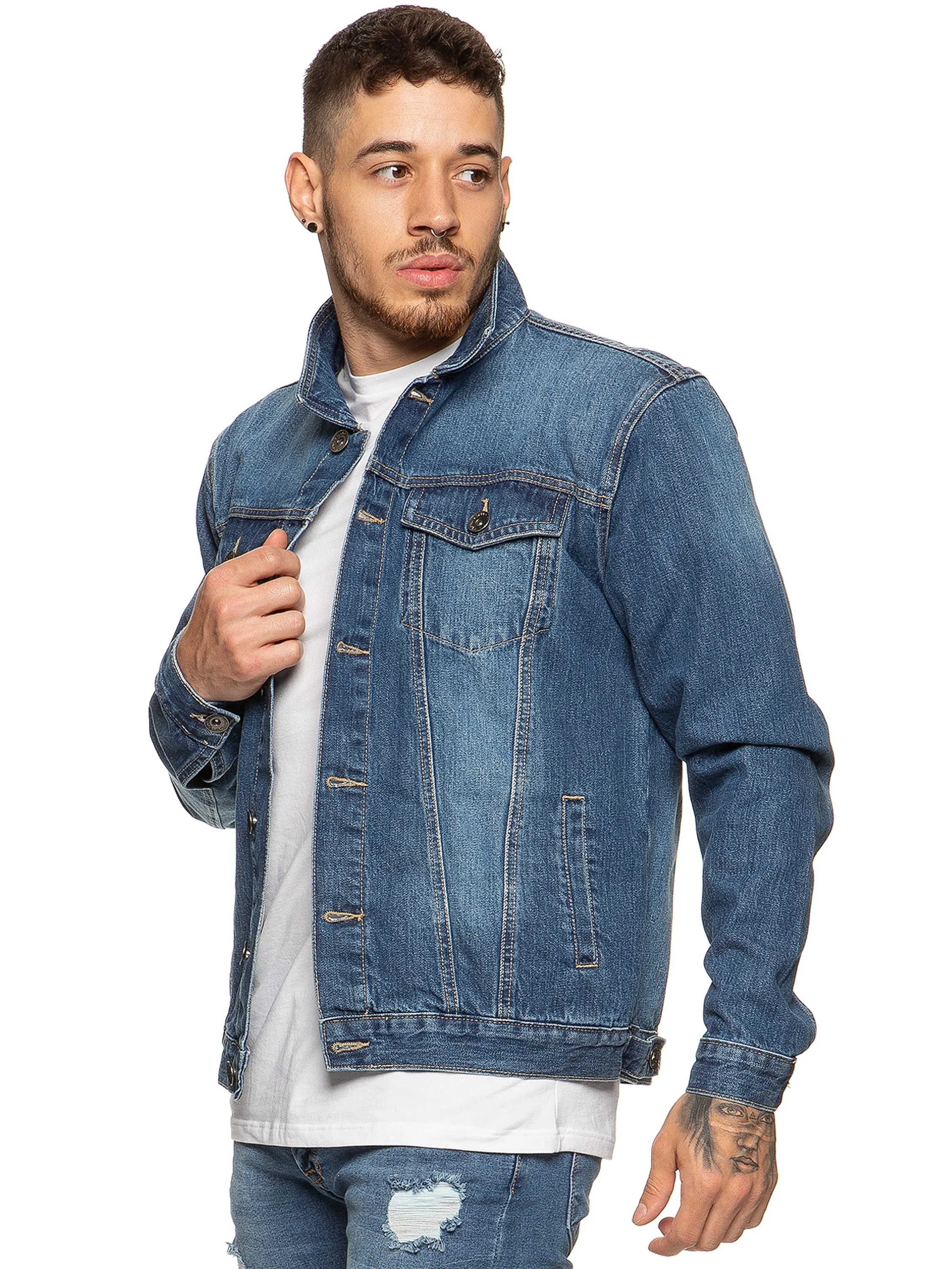 Mens Enzo Denim Designer Jacket - Black | Enzo Designer Menswear