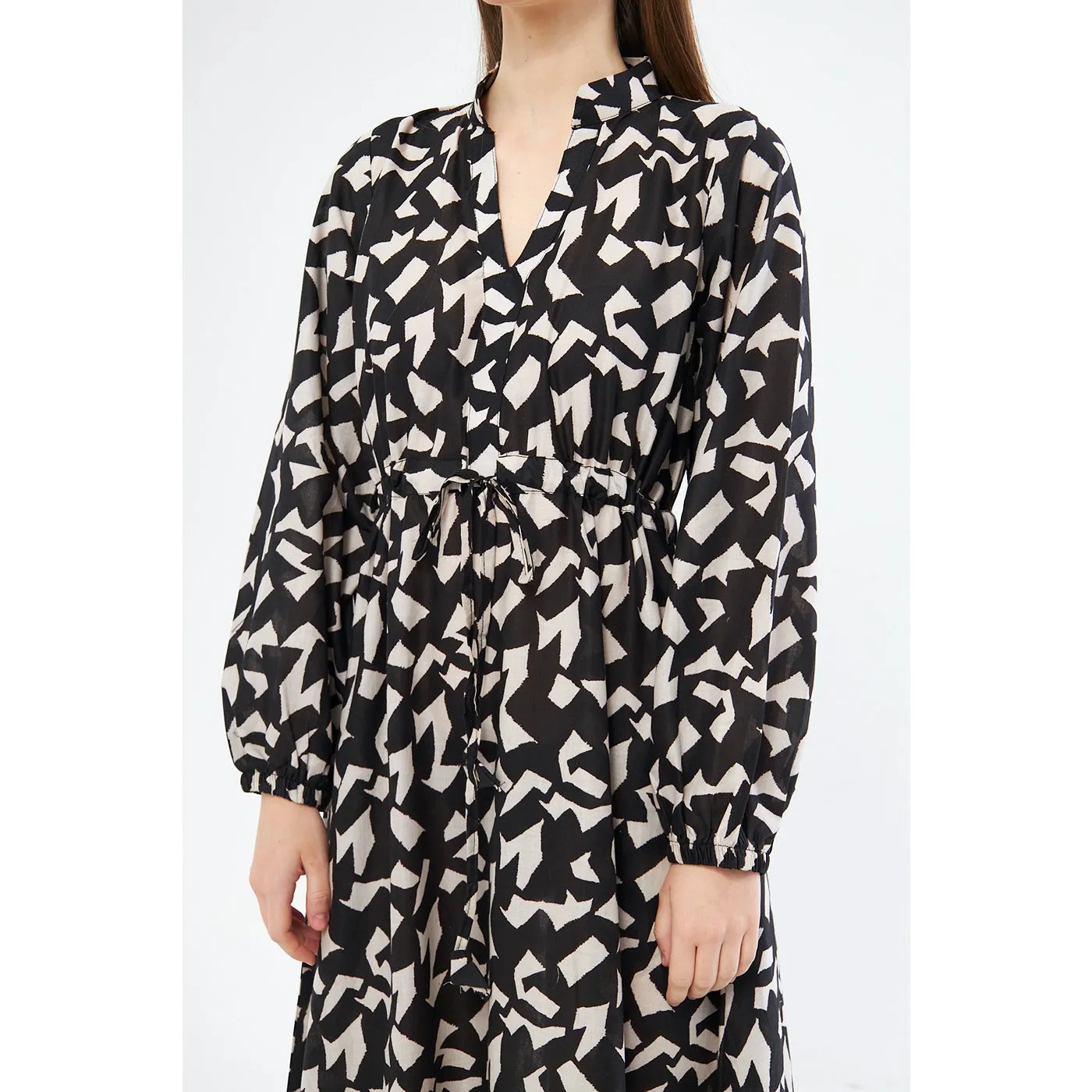 Monochrome Patterned Wrap Dress