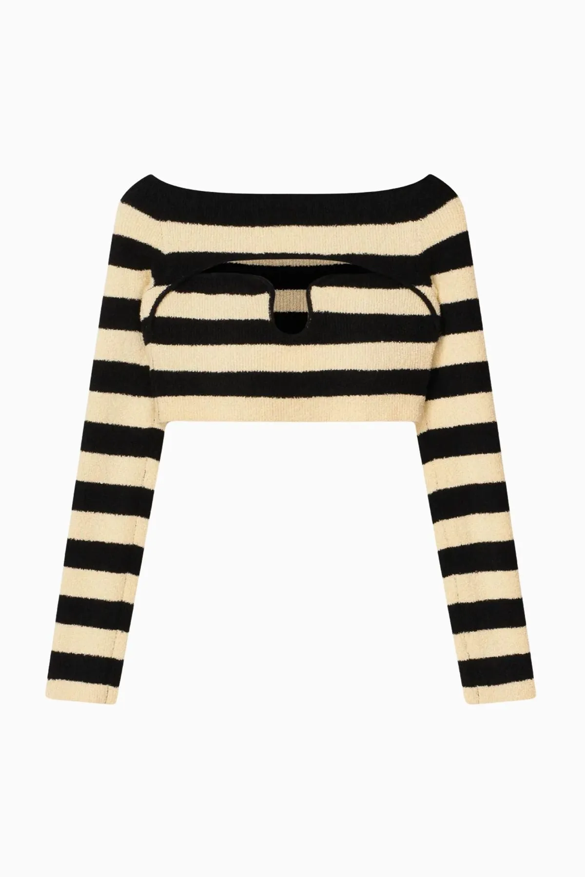 Nanushka Marnin Striped Terry Knit Top - Creme/ Off Black