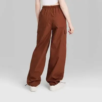 New - Wild Fable Women's Mid Rise Relaxed Fit Full Parachute Pants Lightweight