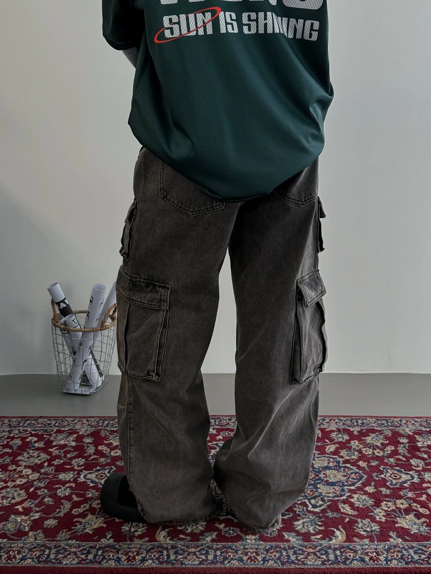 Nine Multi-Pocket Faded Cargo Pants