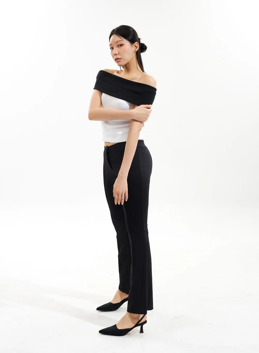 Off-Shoulder Ribbed Top IU312