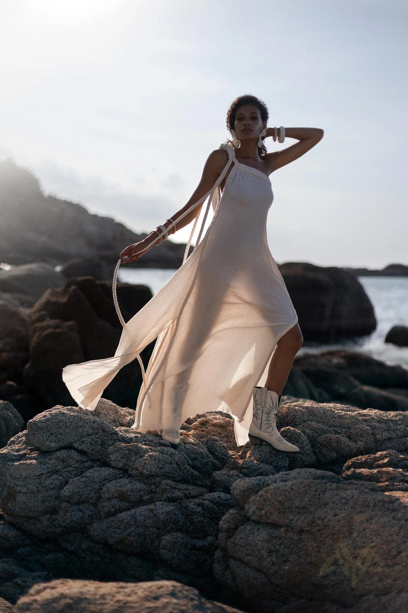 Off-White Aurora Greek Goddess Dress • Greek Gown Toga Dress • Asymmetrical One Shoulder Dress