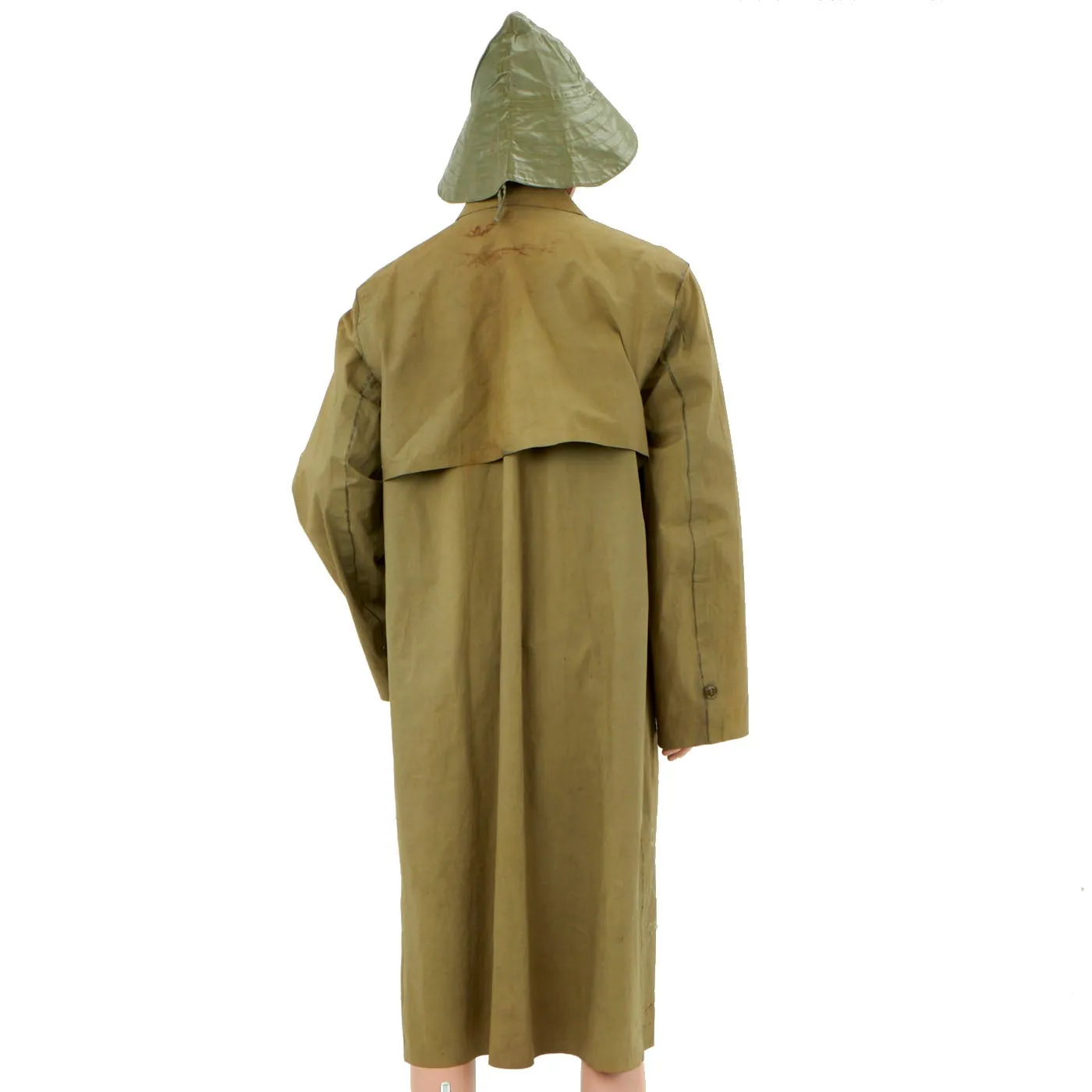 Original U.S. WWII 1942 U.S. Army Raincoat and Navy Sou’wester Hat - As Published in Reference Book