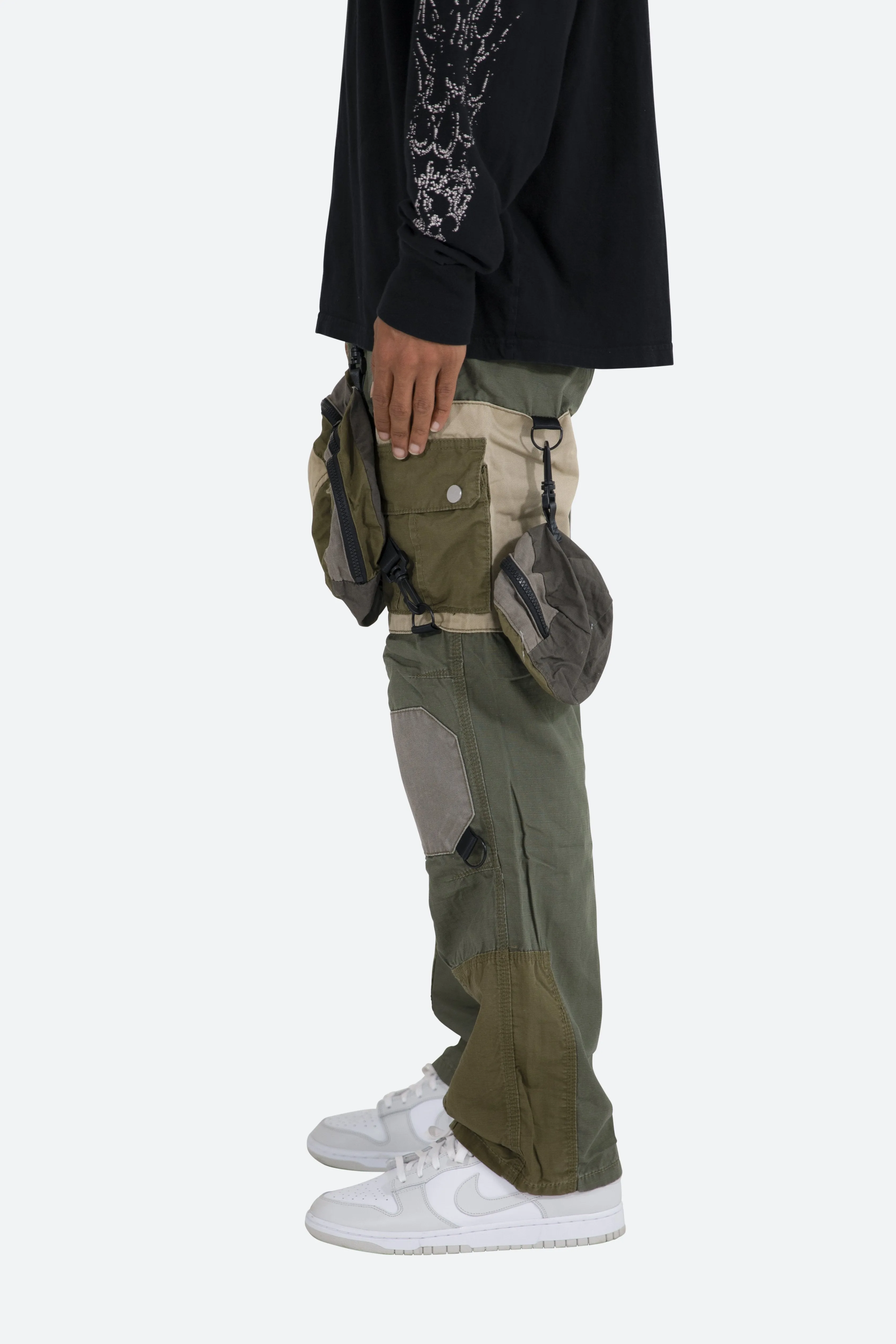 Patchwork Cargo Pants - Olive