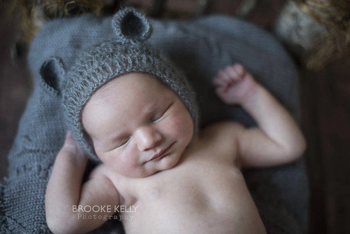 Pewter Gray Mohair Teddy Bear Hat and Shorts Set