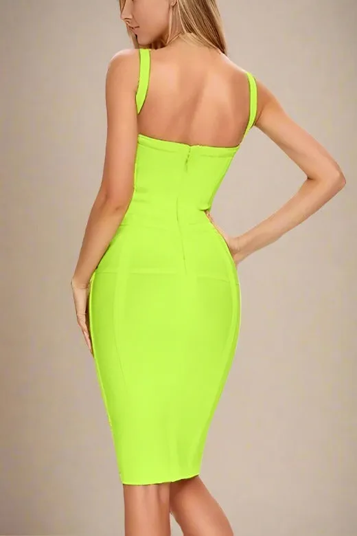 Pip Bandage Corset Dress - Neon Green