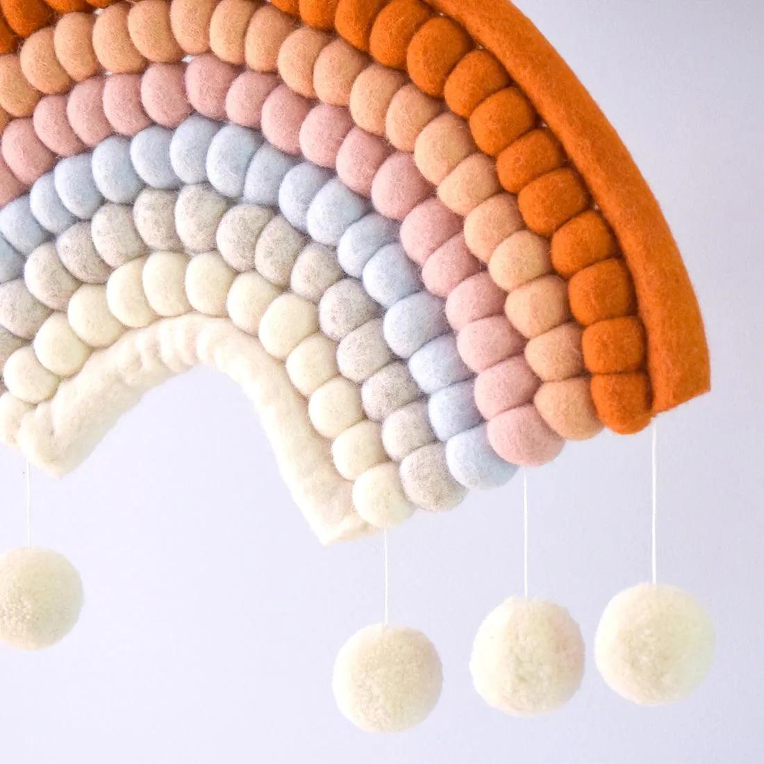 Rainbow Felt Ball Hanging - Boho