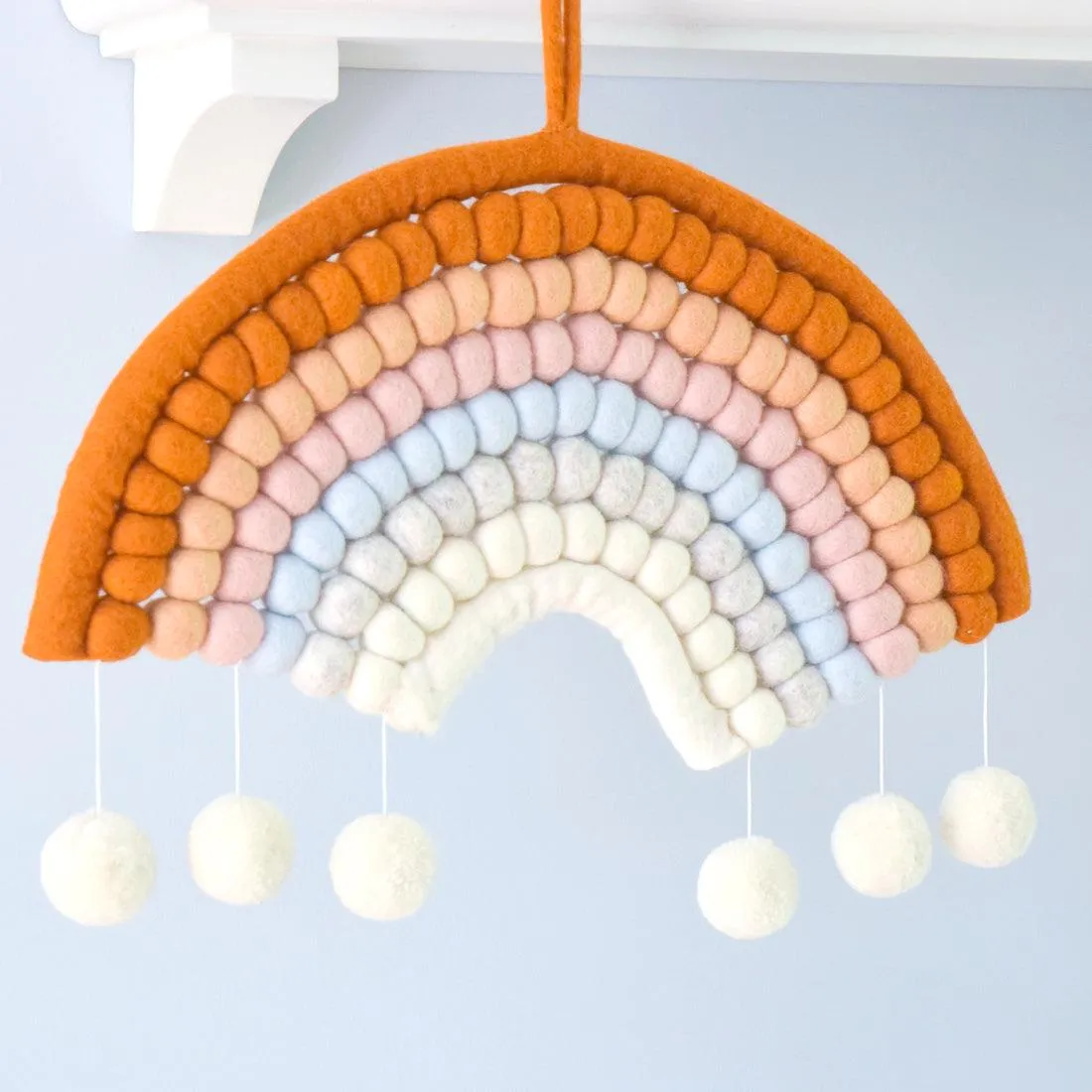 Rainbow Felt Ball Hanging - Boho