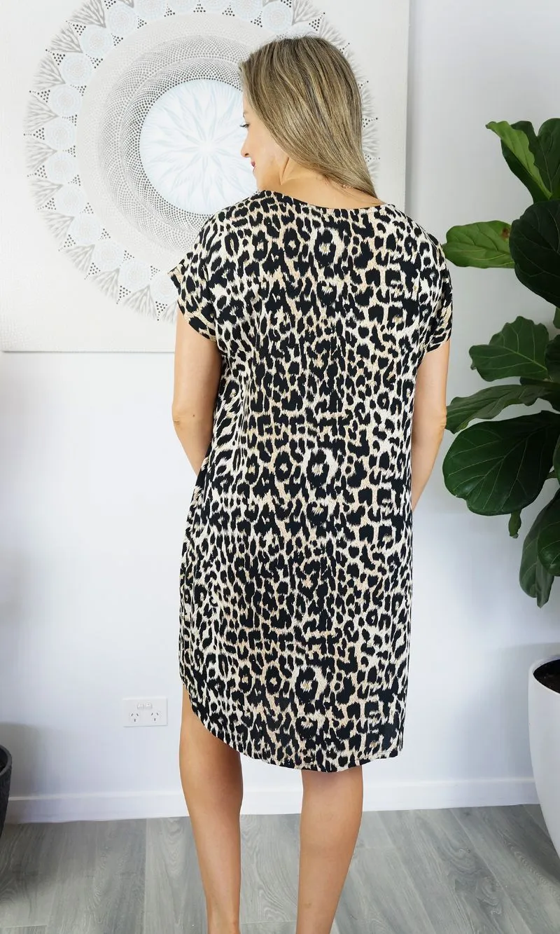 Rayon Dress Michelle Leopard, More Colours