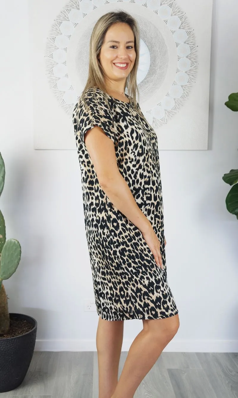 Rayon Dress Michelle Leopard, More Colours