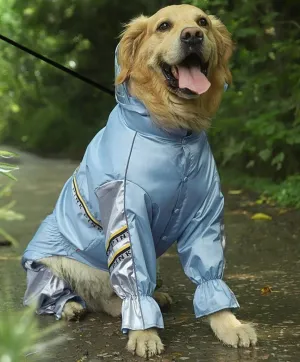 Reflective Waterproof Dog Raincoat with Hood & Harness Hole 4legs For Large Size Dog