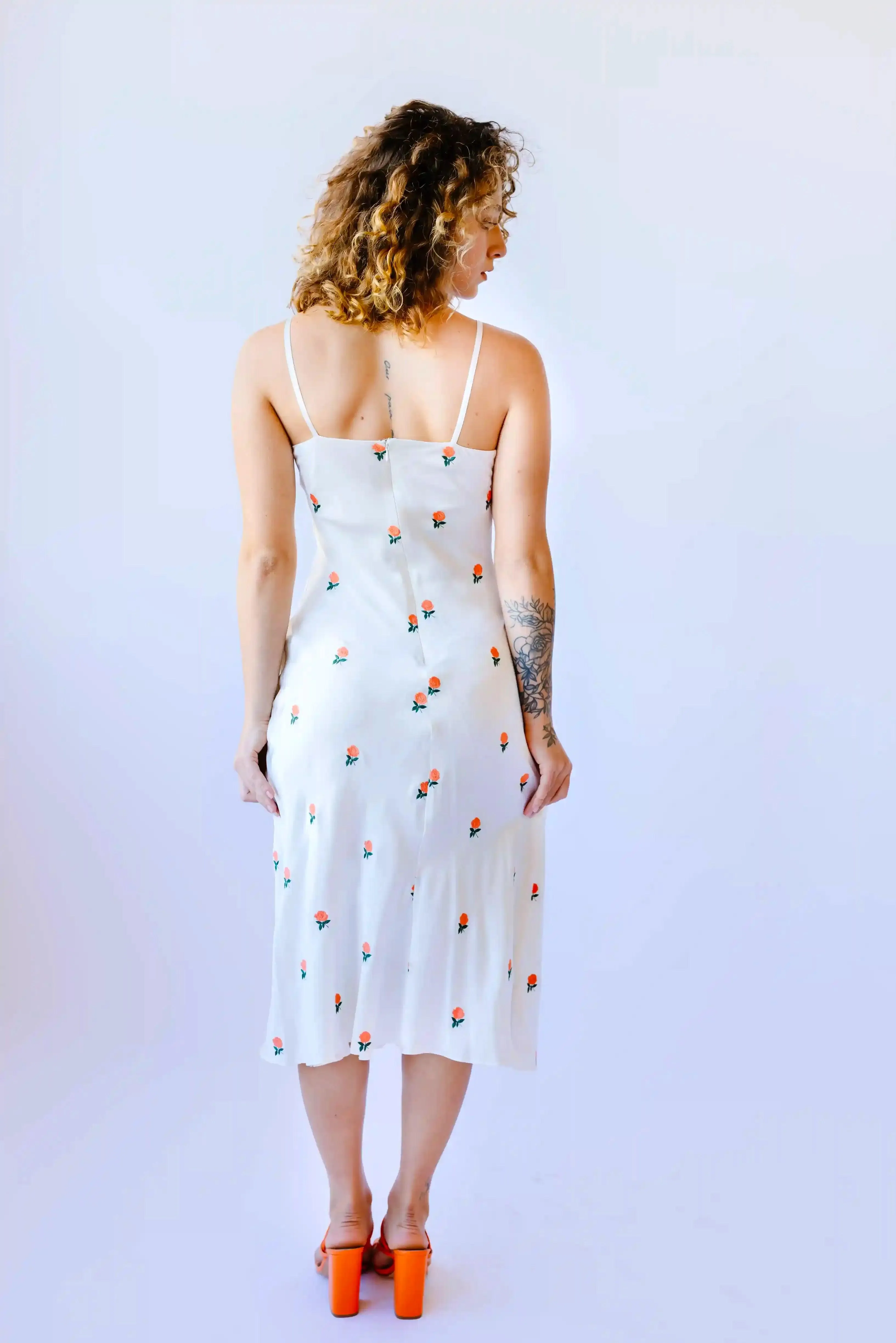 Rose embroidered slip dress