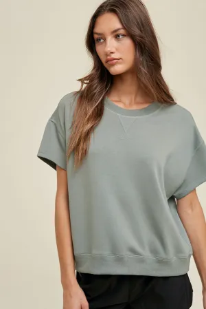 Scuba knit drop shoulder top