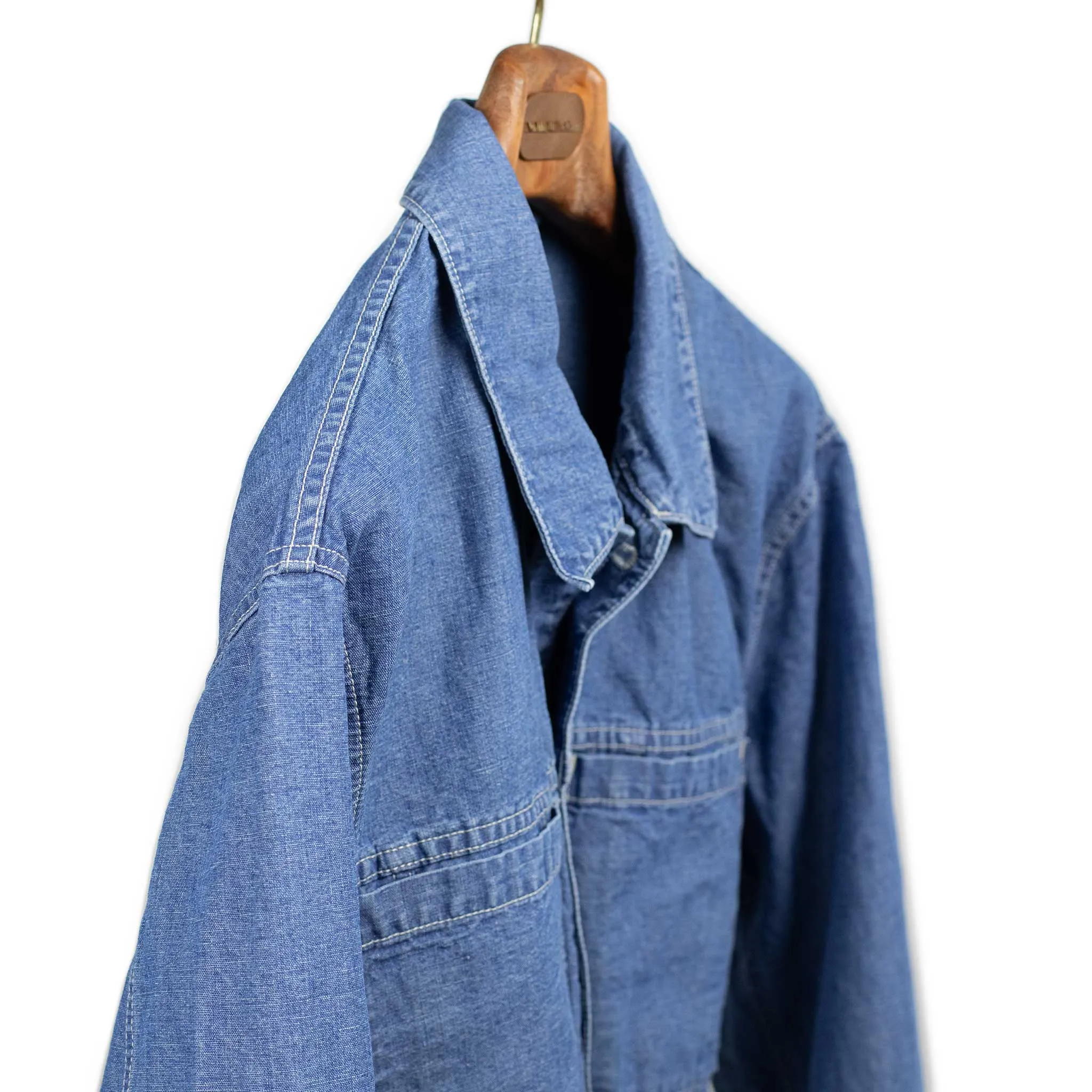 Short work jacket in blue 9oz cotton/linen denim