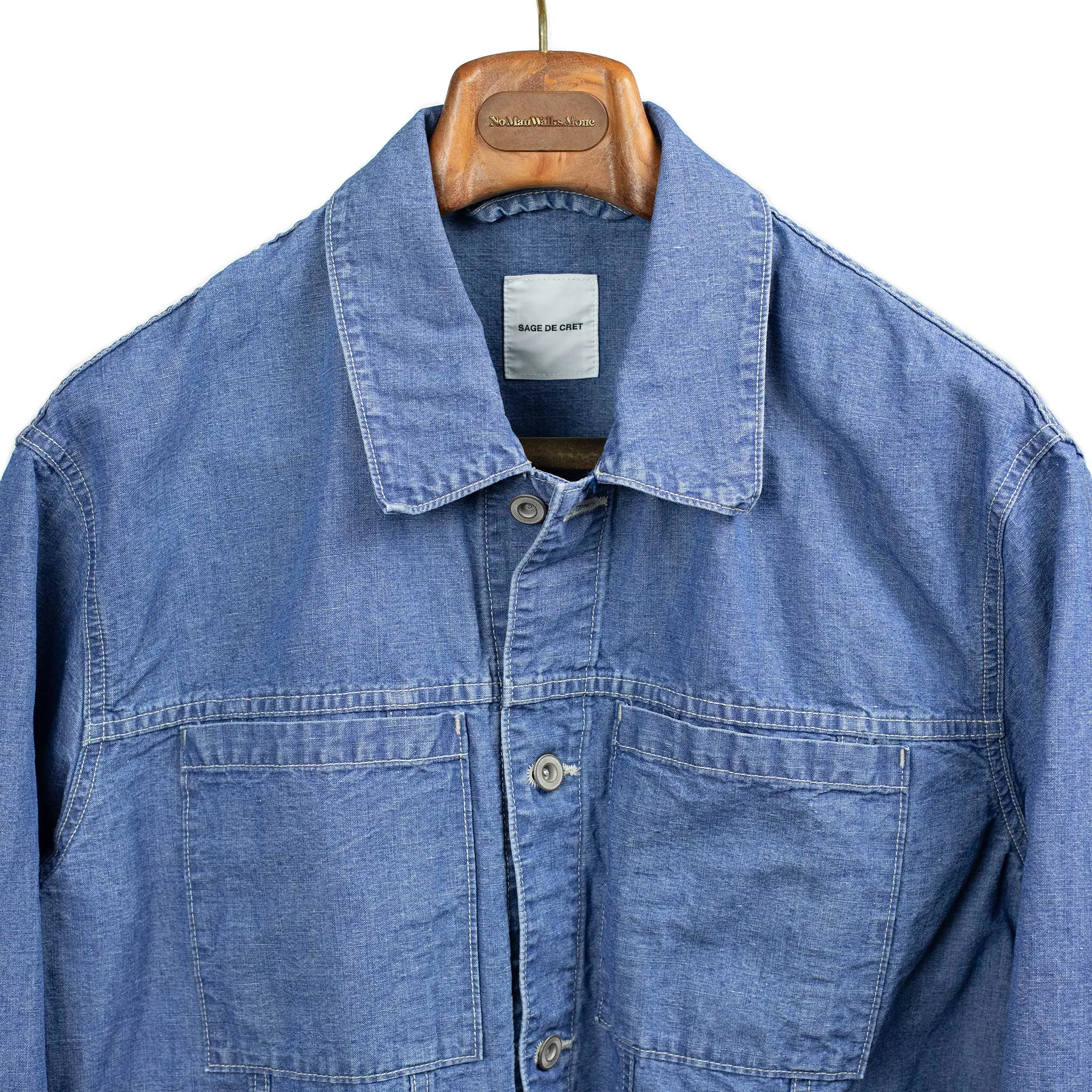 Short work jacket in blue 9oz cotton/linen denim