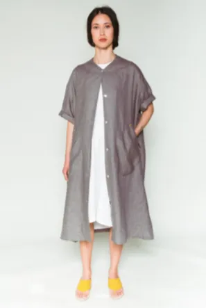 Shosh Grey Linen Duster and Belted Shirt Dress