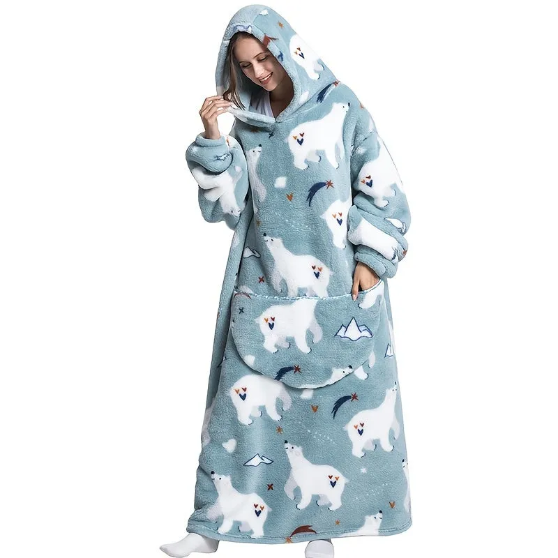 Soft Sherpa Fleece Hoodie Blanket with Big Pocket  Unisex