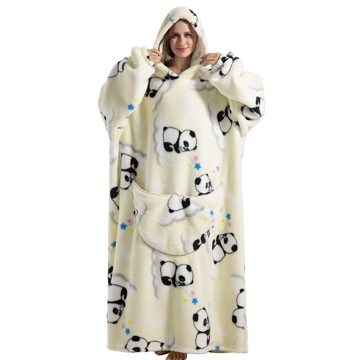 Soft Sherpa Fleece Hoodie Blanket with Big Pocket  Unisex