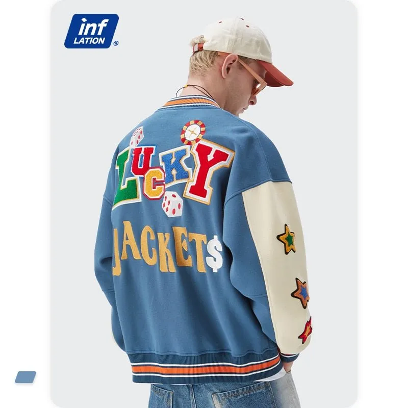 Streetwear Vintage Baseball Jacket with Towel Embroidery and Fleece