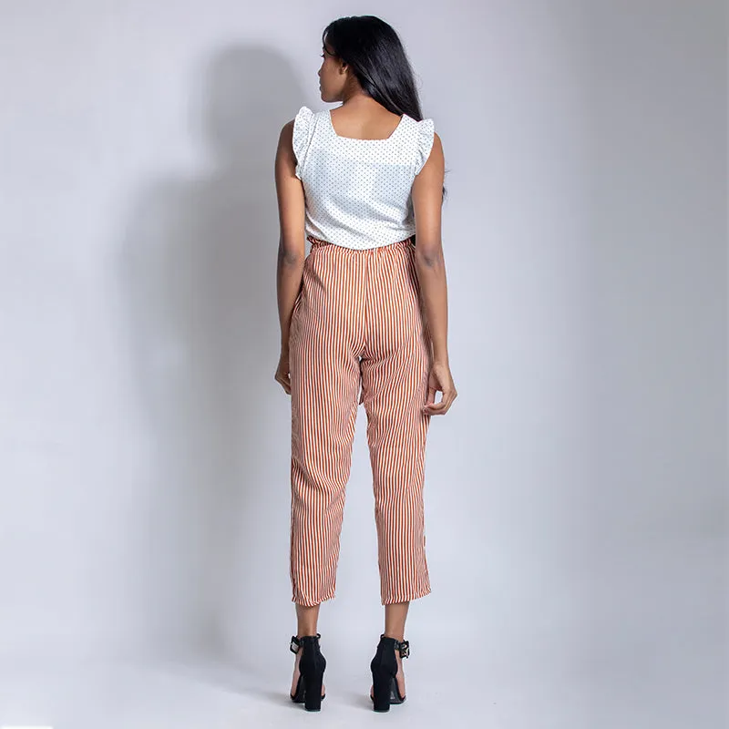 Striped Paper Bag Ankle Pants