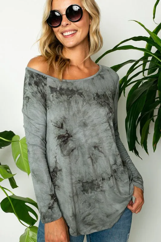 TEEK - PLUS SIZE  TIE DYE ONE SHOULDER TOP