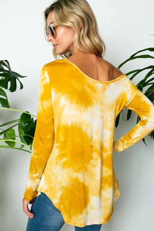 TEEK - PLUS SIZE  TIE DYE ONE SHOULDER TOP