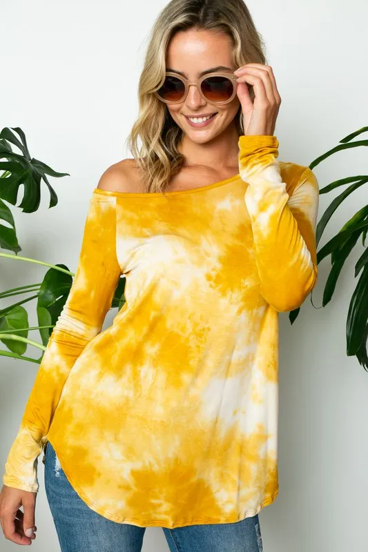 TEEK - PLUS SIZE  TIE DYE ONE SHOULDER TOP