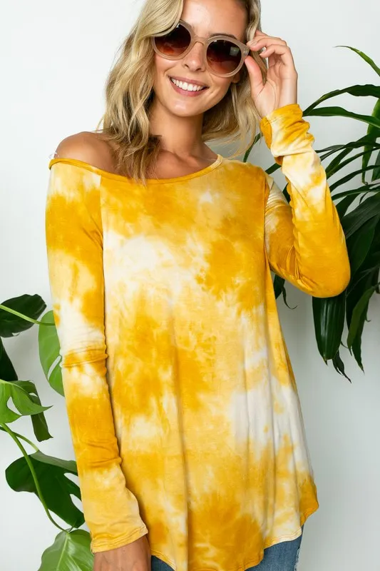 TEEK - PLUS SIZE  TIE DYE ONE SHOULDER TOP