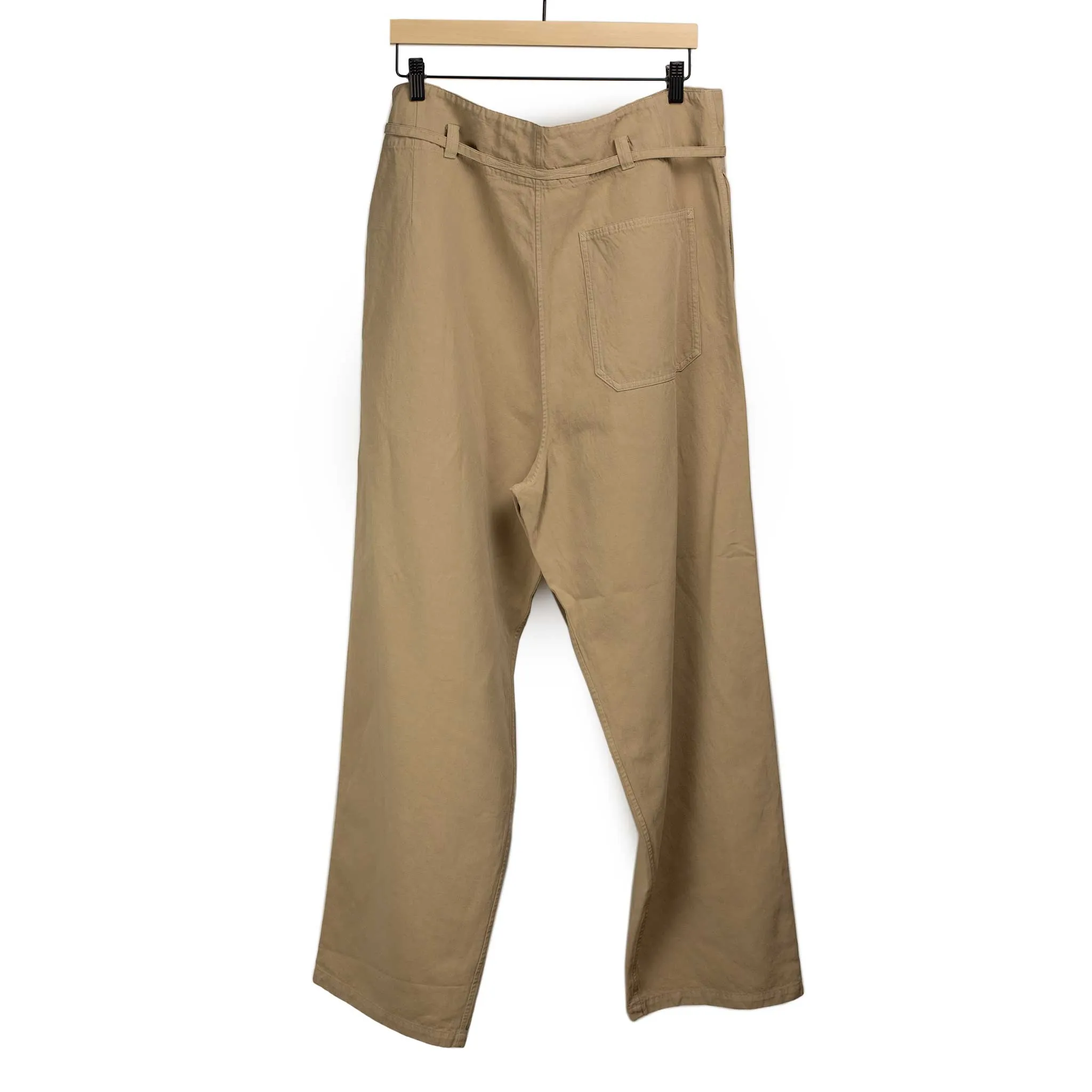 Traveller drawstring pants in garment dyed khaki cotton linen