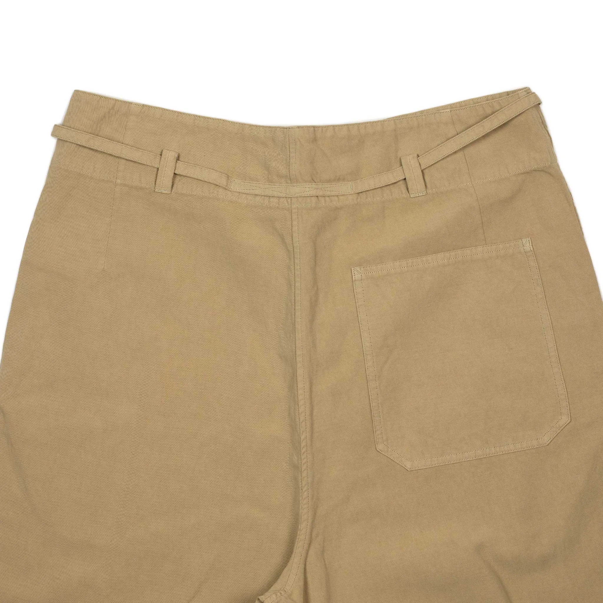 Traveller drawstring pants in garment dyed khaki cotton linen