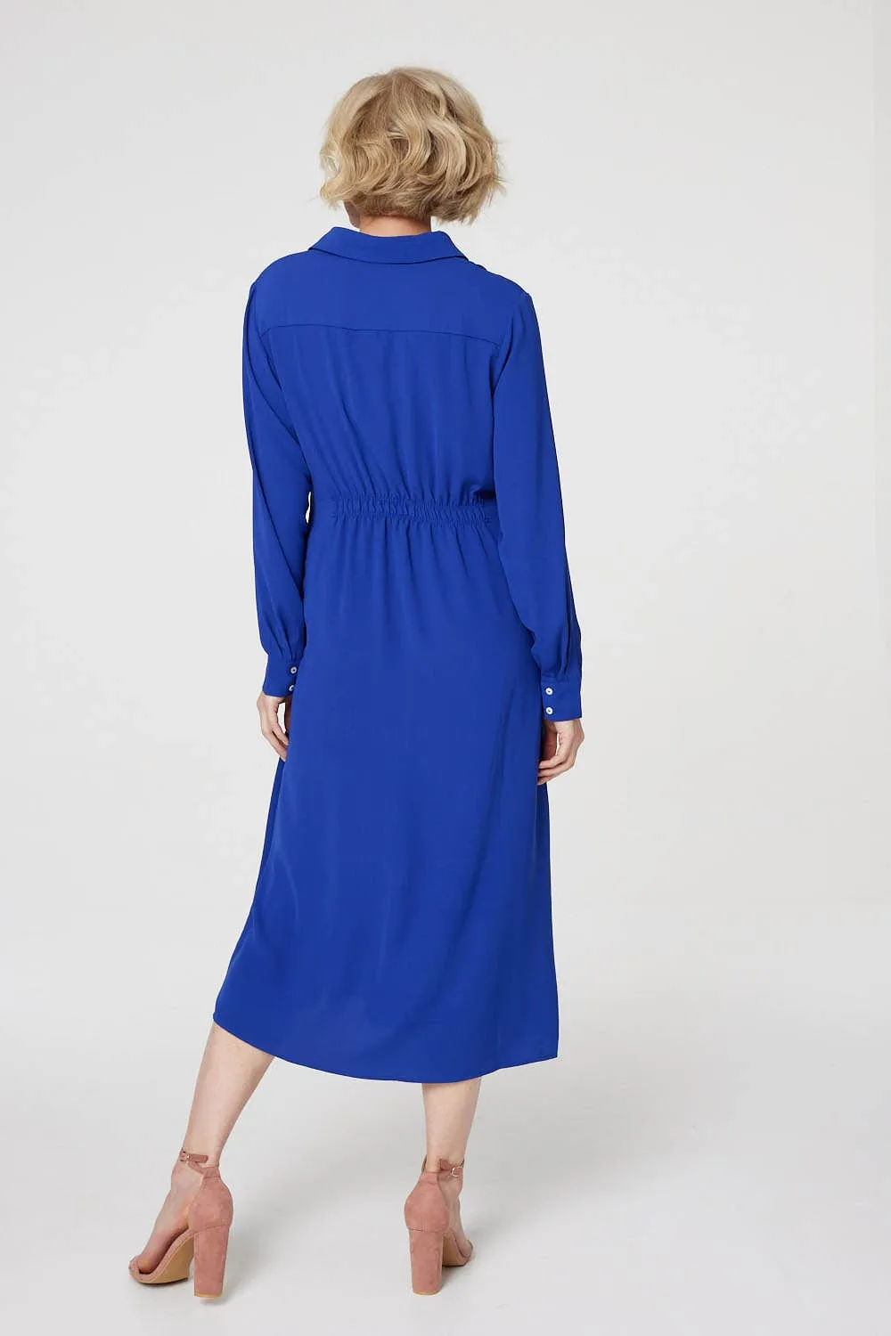 Twist Front Midi Shirt Dress