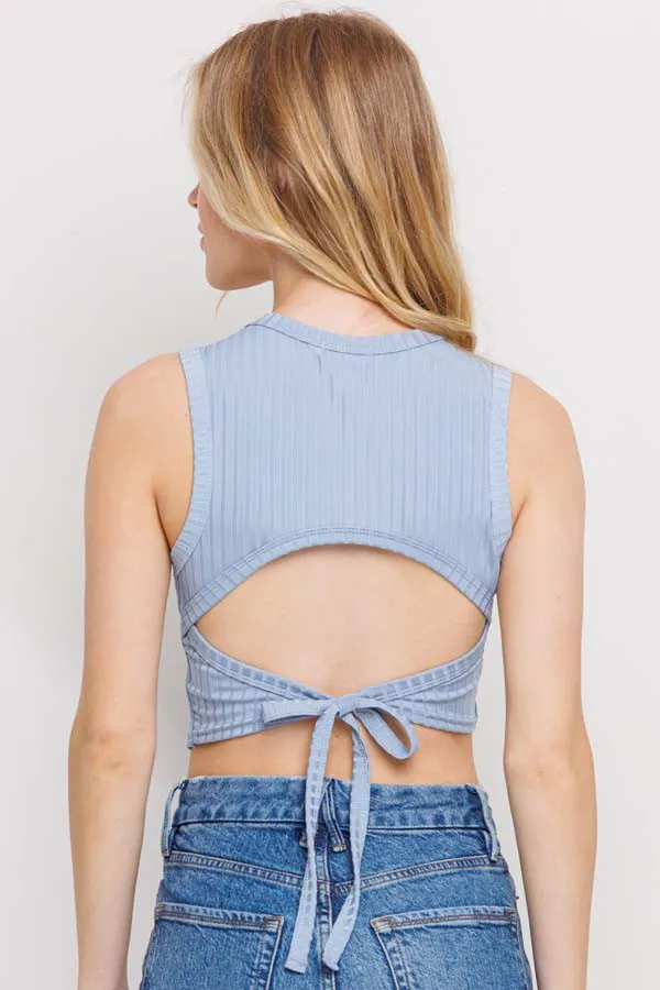 Venecchia Open Back Ribbed Crop Top