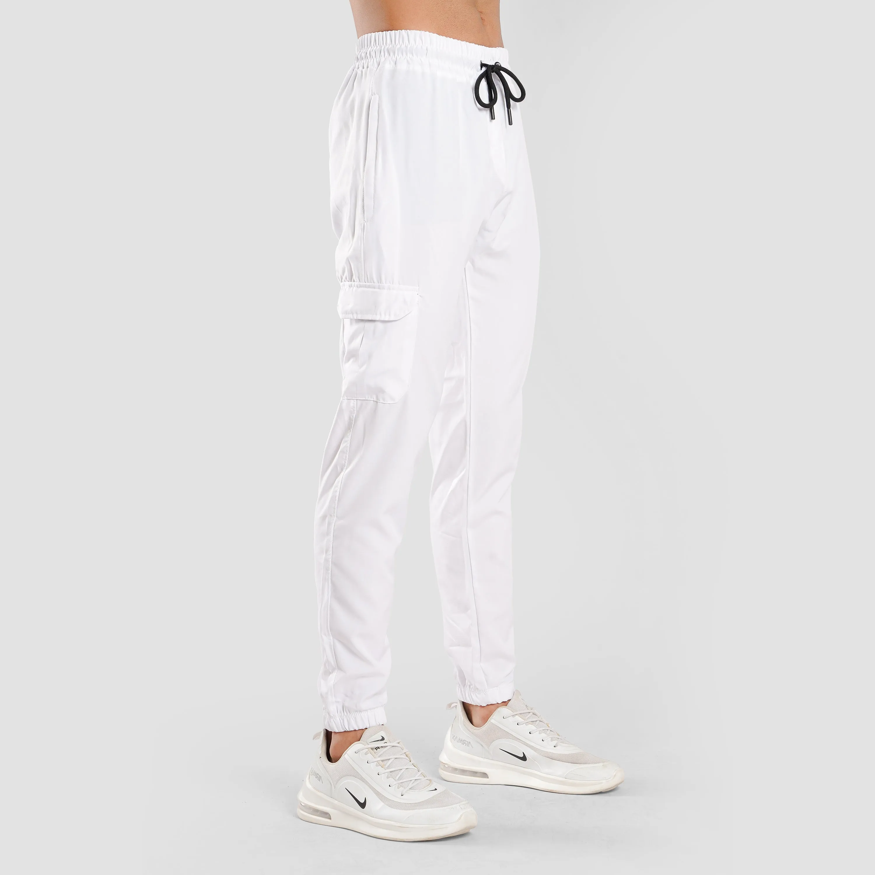 WHITE CARGO FLEX PANTS